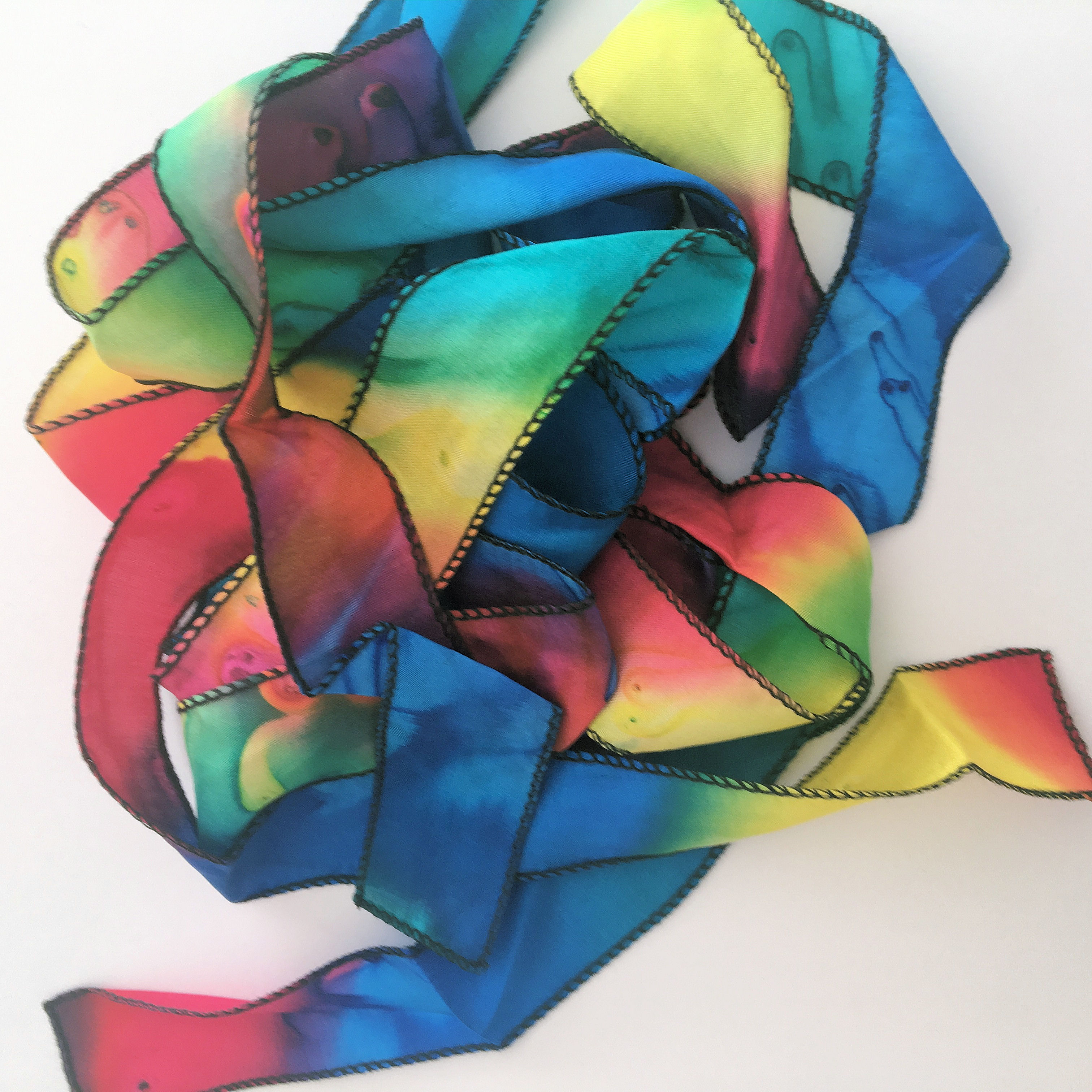 Rainbow dyed silk ribbon for handfasting